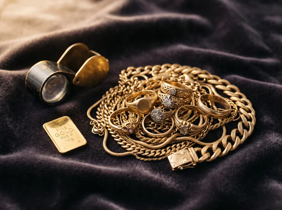 Goldschmuck auf einer Waage